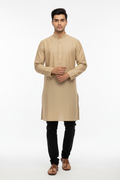Beige Men's Kurta - Front