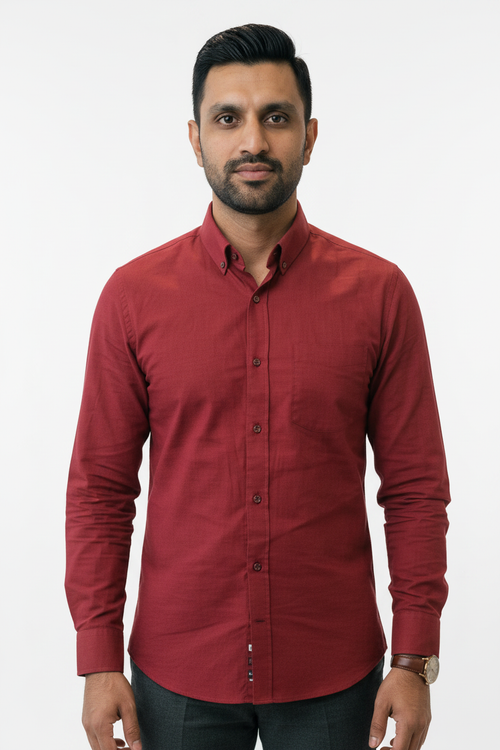 Dark Red Shirt Studio Shot