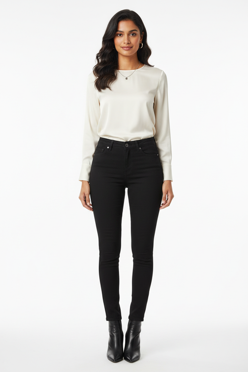 Black women's jeans - front white background