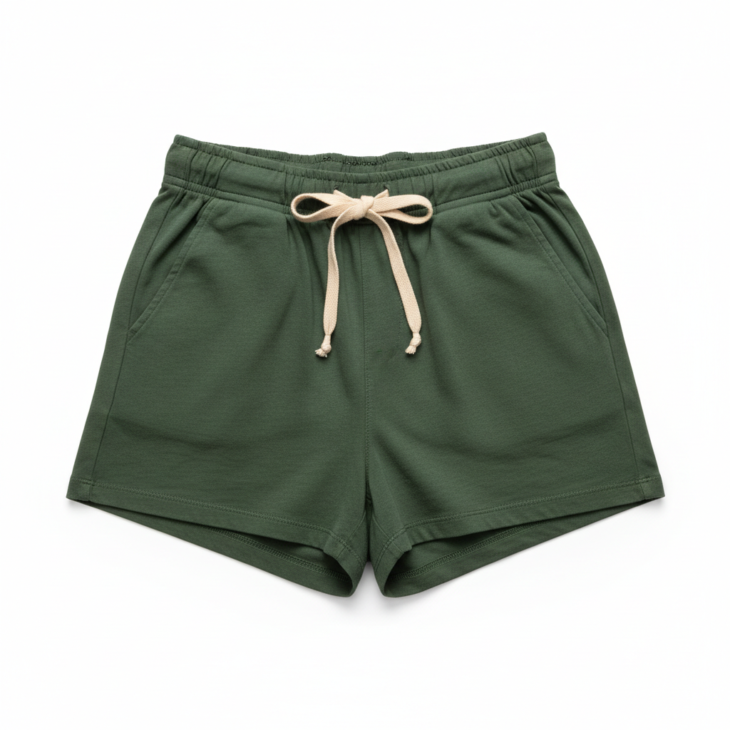 Women's Casual Cotton Shorts Olive - Studio Shot