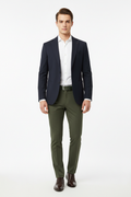Olive green men's trousers - front white background