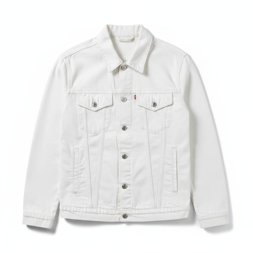 Men's Denim Jacket White - Studio Shot