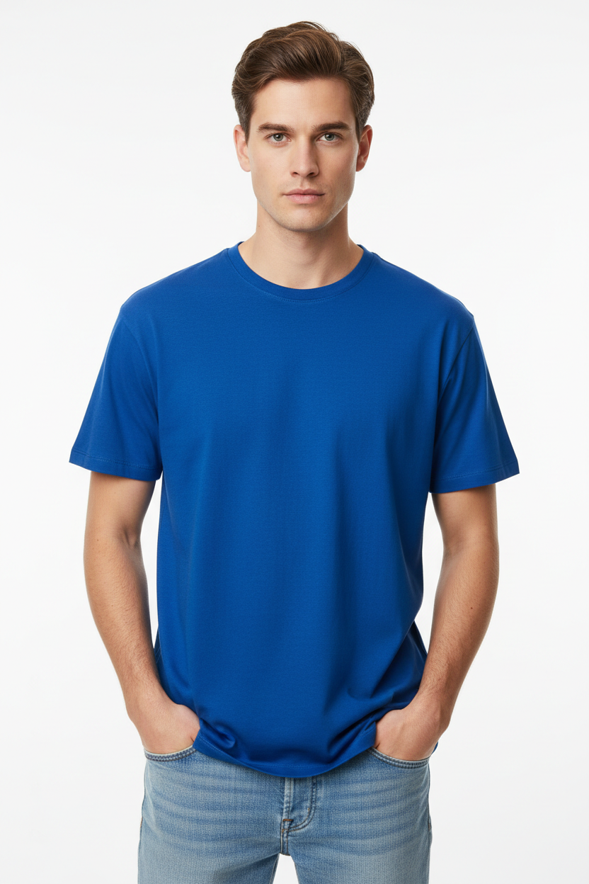 Royal blue men's t-shirt - front white background
