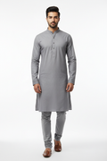 Grey men's kurta - front white background