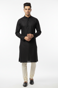 Black men's kurta - front white background