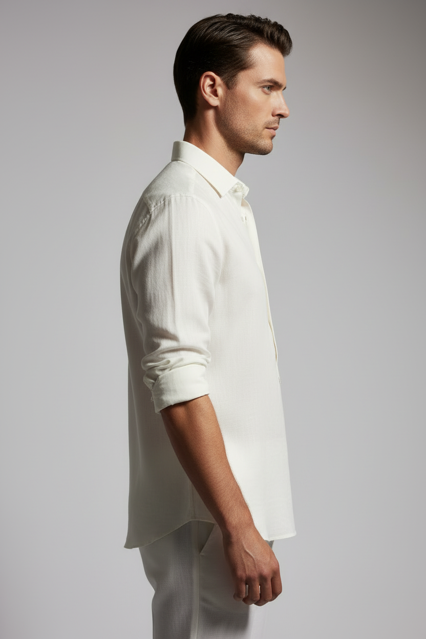 Off-white cream full sleeve shirt - studio right