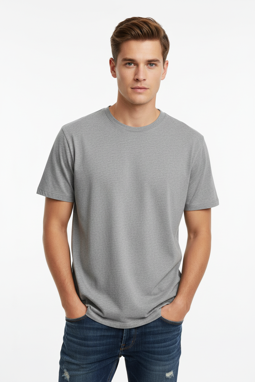 Grey men's t-shirt - front white background