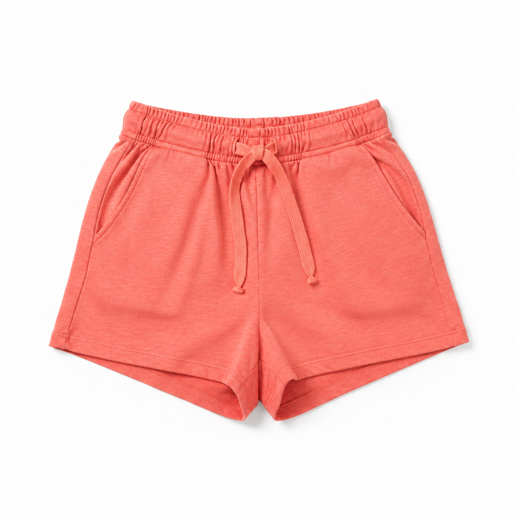 Women's Casual Cotton Shorts Coral - Flat lay