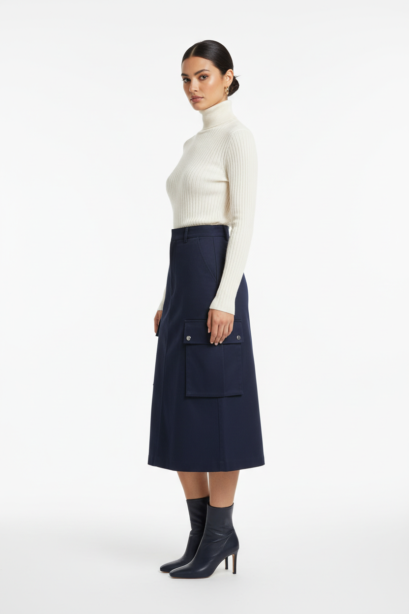 Urban Cargo Skirt Navy Blue - Side Profile