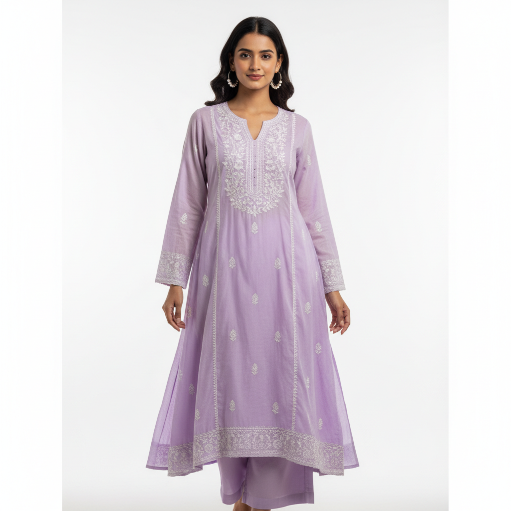 Lavender Women's Kurti - Front