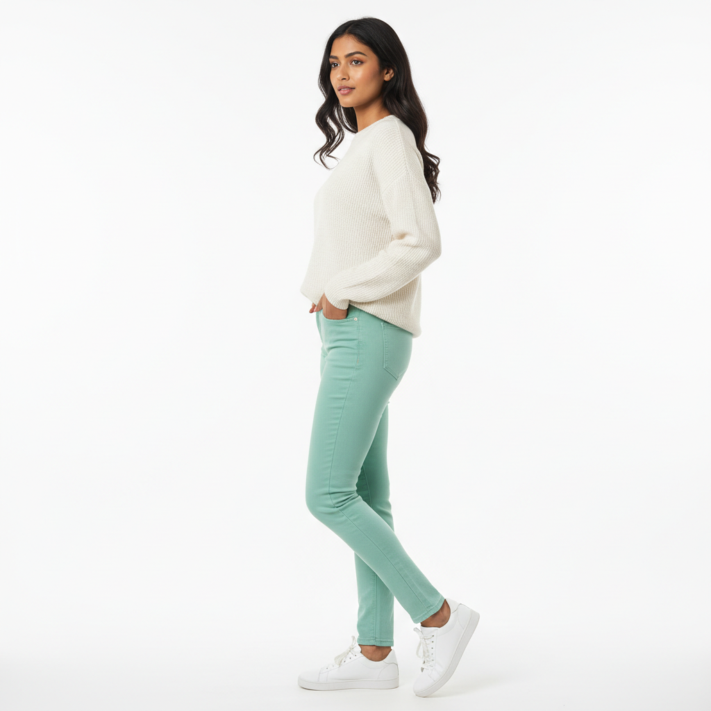 Mint Green Women's Jeans - Side