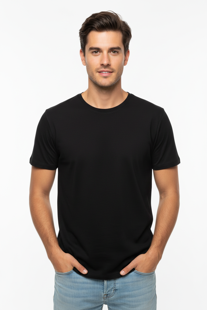 Black men's t-shirt - front white background