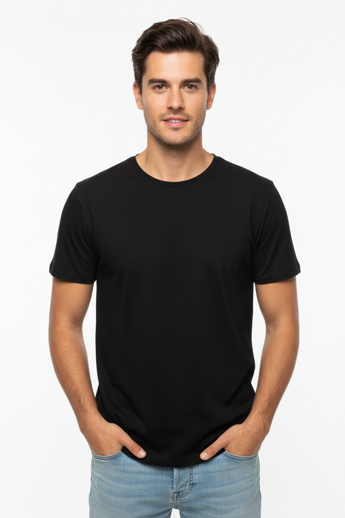 Black men's t-shirt - front white background