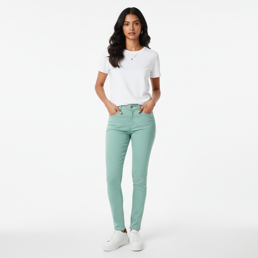 Mint Green Women's Jeans - Front