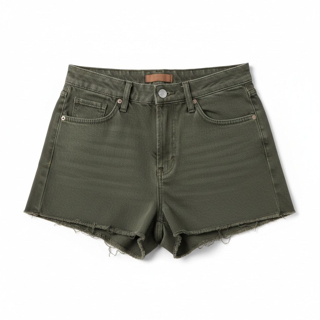 Women's Denim Shorts Olive - Studio Shot