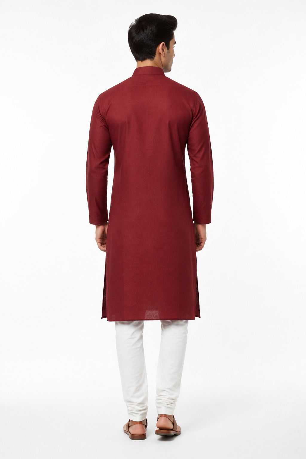 Maroon Men's Kurta - Back View