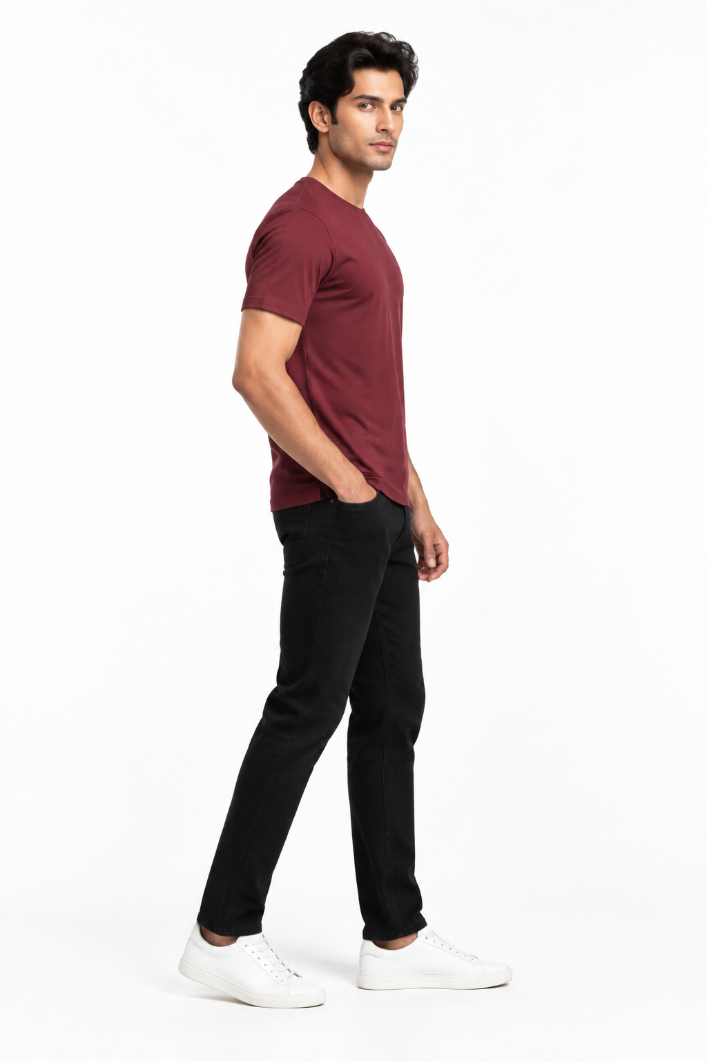 Maroon Men's T-Shirt - Side Profile