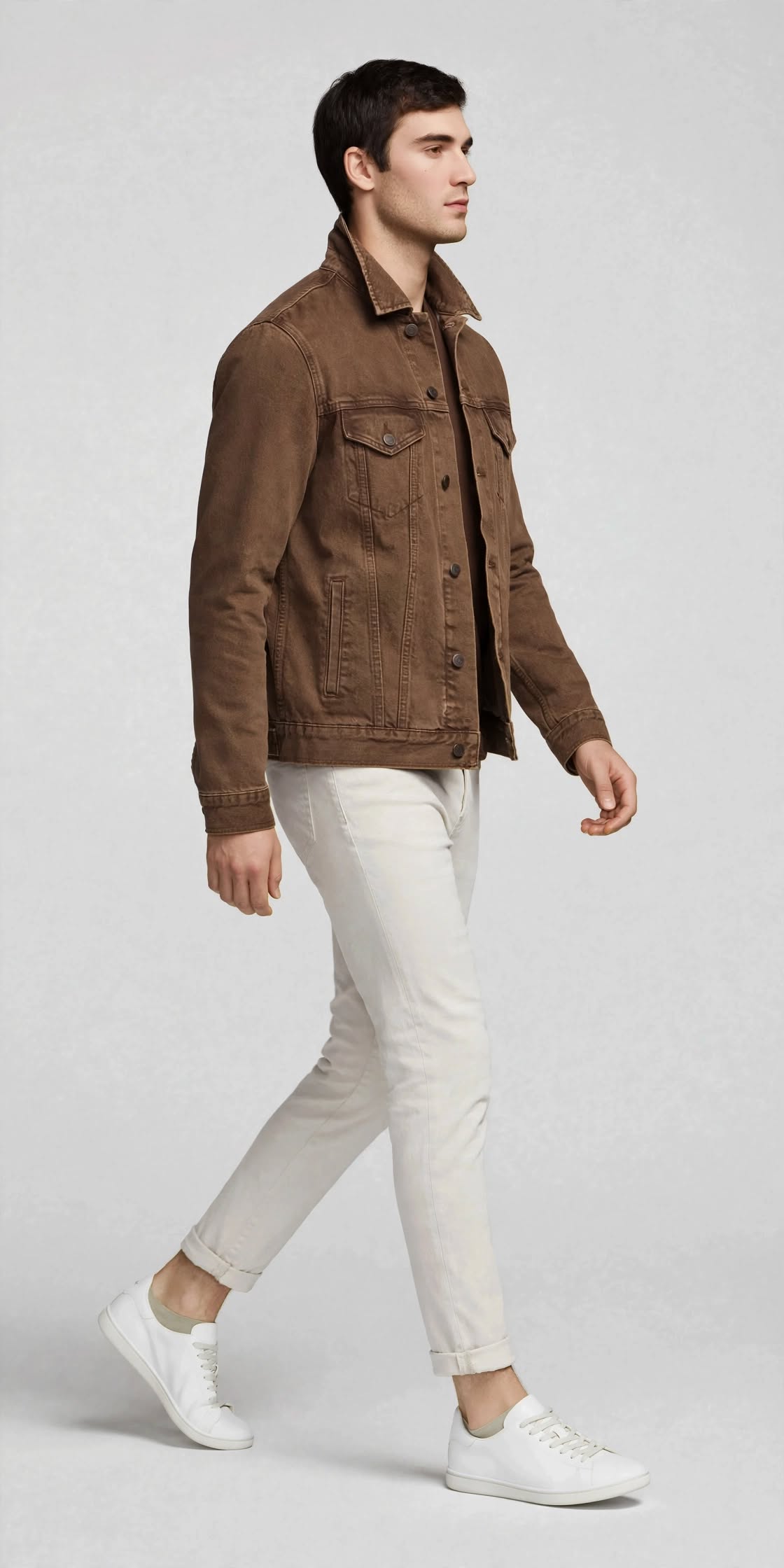 Men's Denim Jacket - Brown Leather
