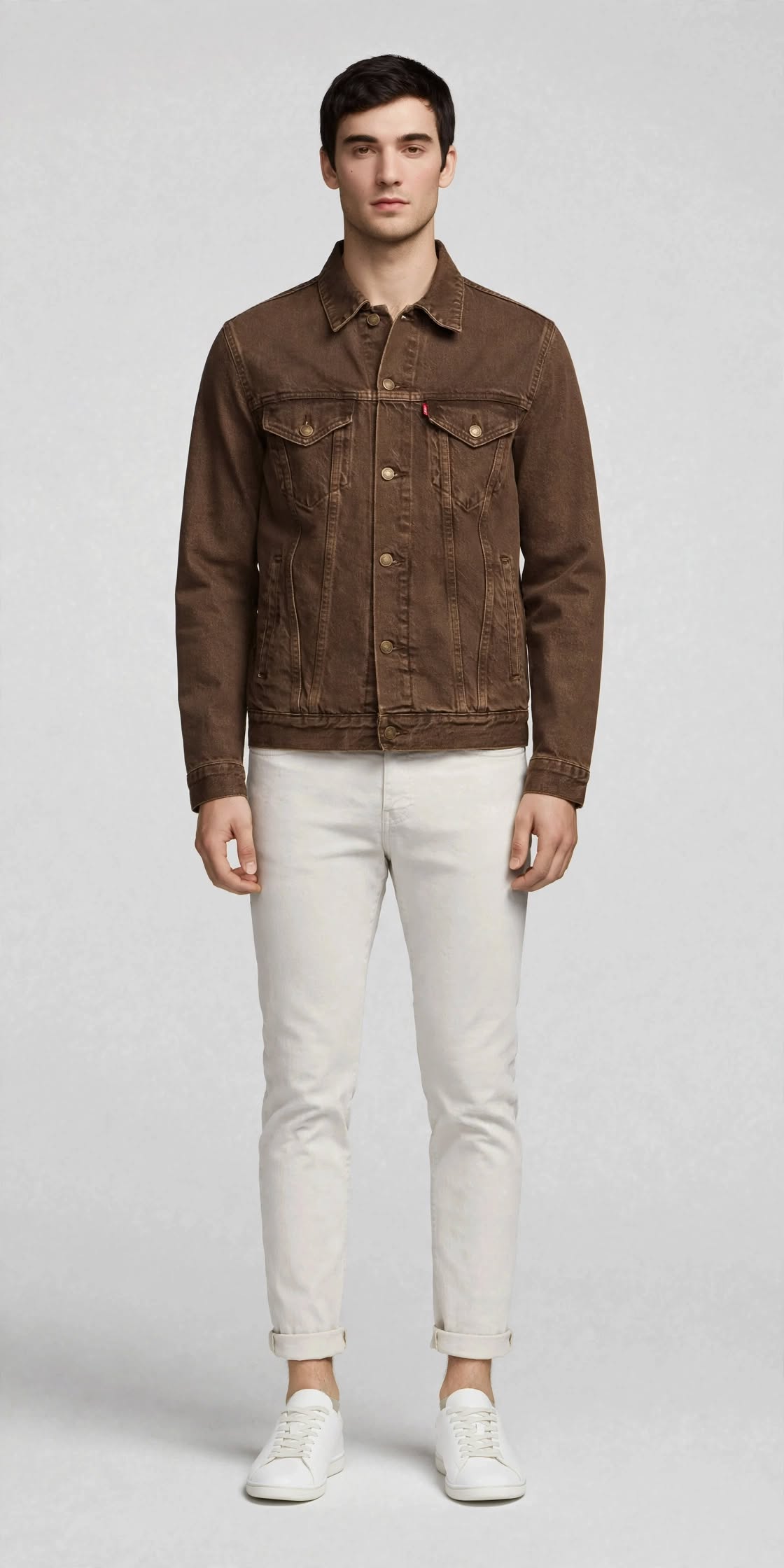 Men's Denim Jacket - Brown Leather