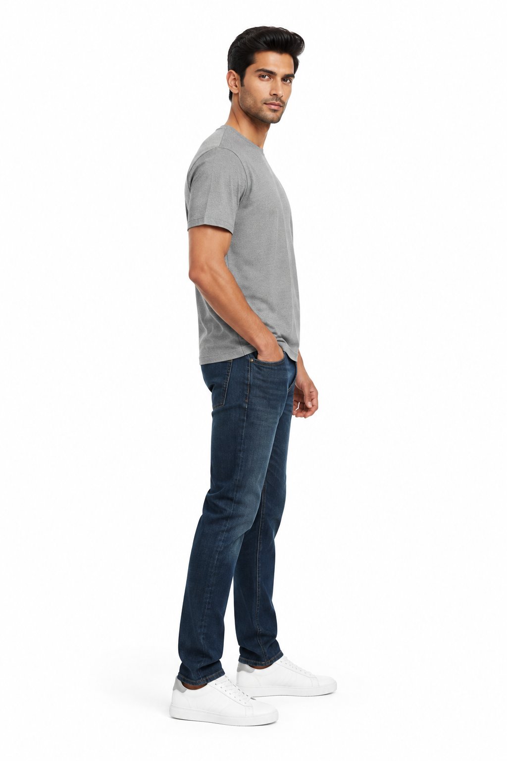 Grey Men's T-Shirt - Side Profile