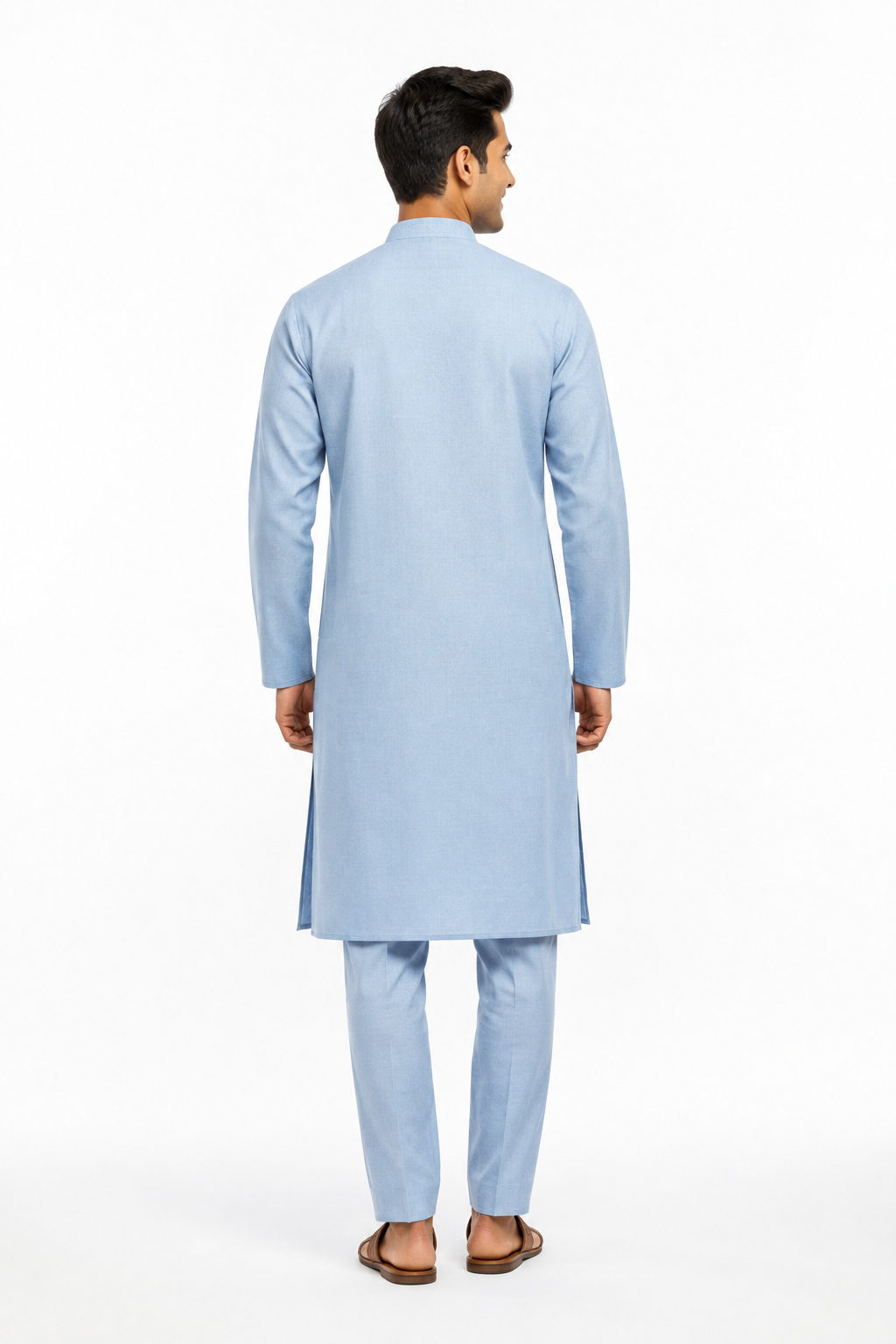 Light Blue Men's Kurta - Back View