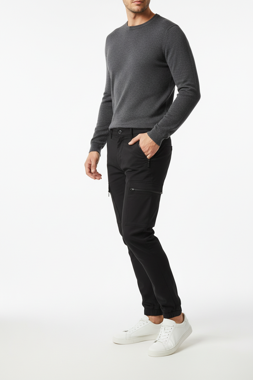 Urban Cargo Pants Black - Casual Pose