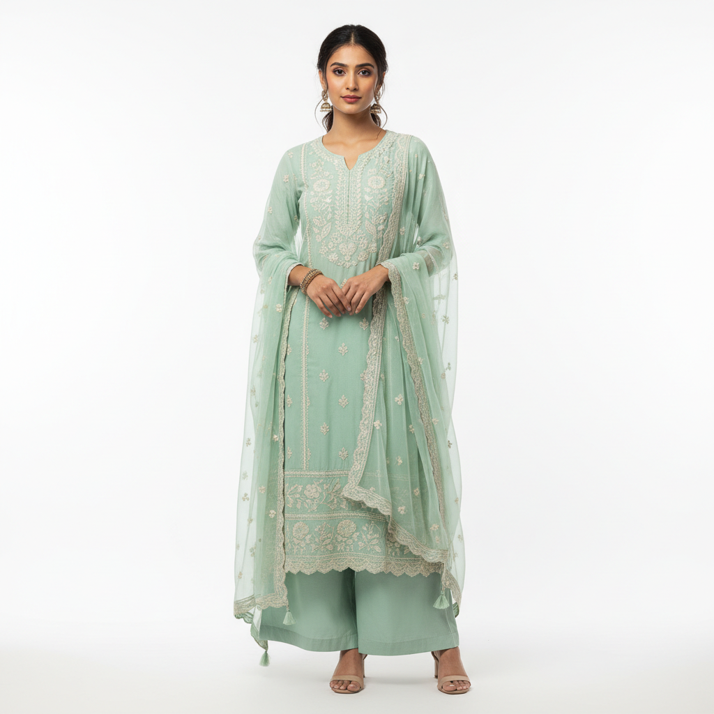 Mint Green Women's Kurti - Front
