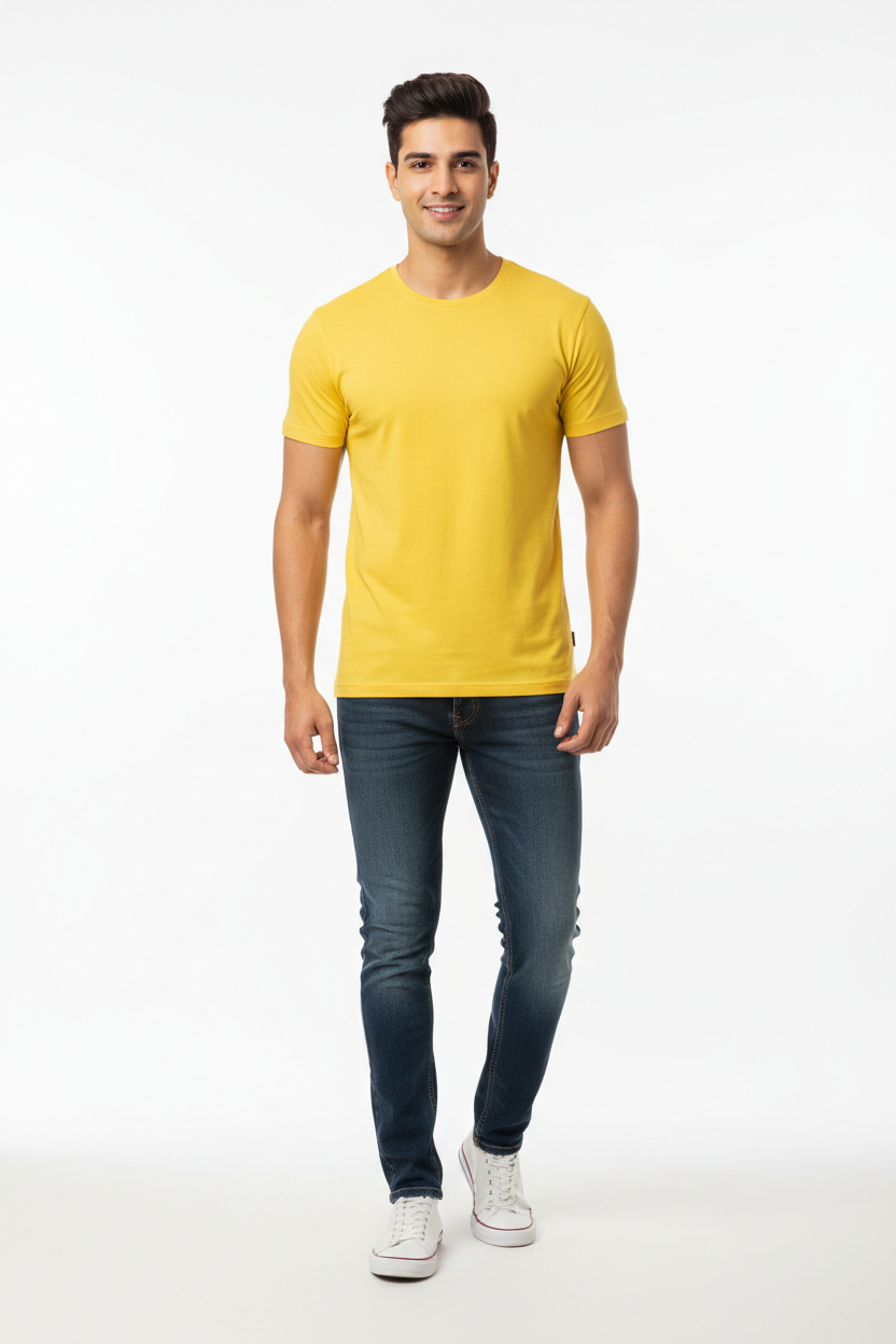 Yellow men's T-shirt - front white background