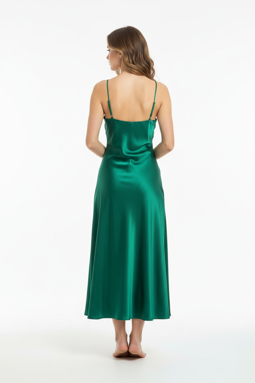 Emerald green night dress - back white background