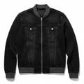 Men's Casual Bomber Jacket Denim Black - Studio Shot