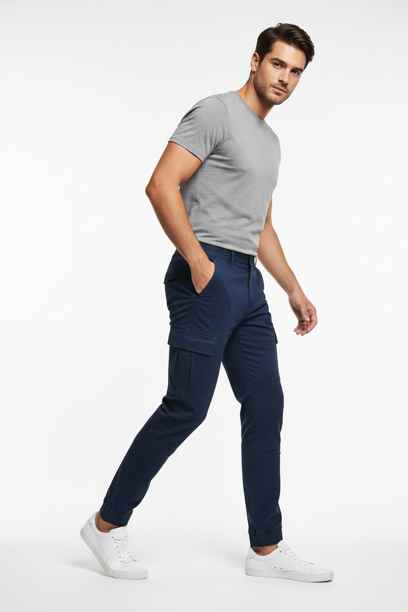 Urban Cargo Pants Navy Blue - Casual Pose