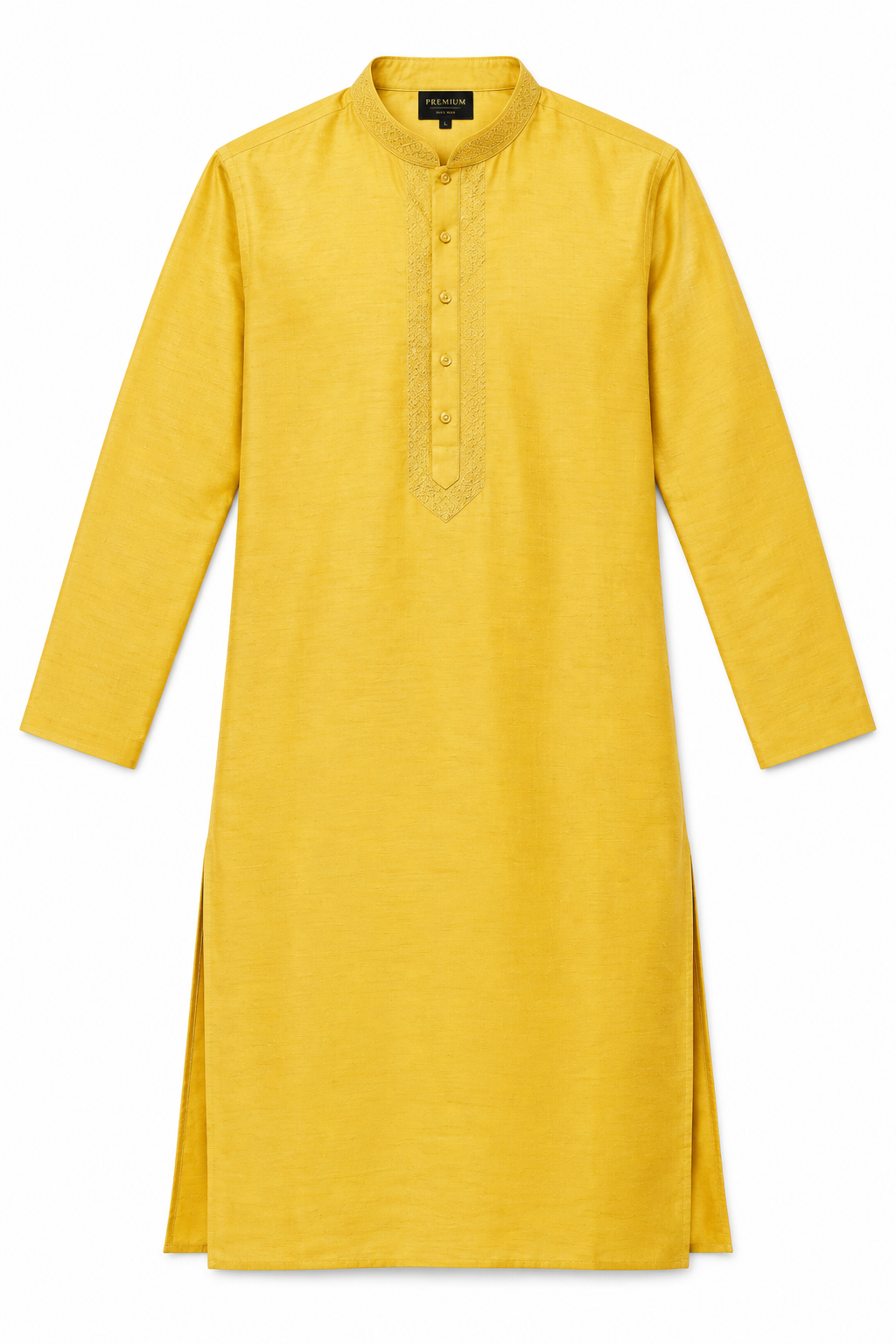 Yellow Men's Kurta - Flat Lay