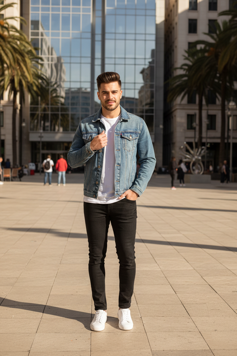 Men's Denim Jacket Denim Blue - Lifestyle 1