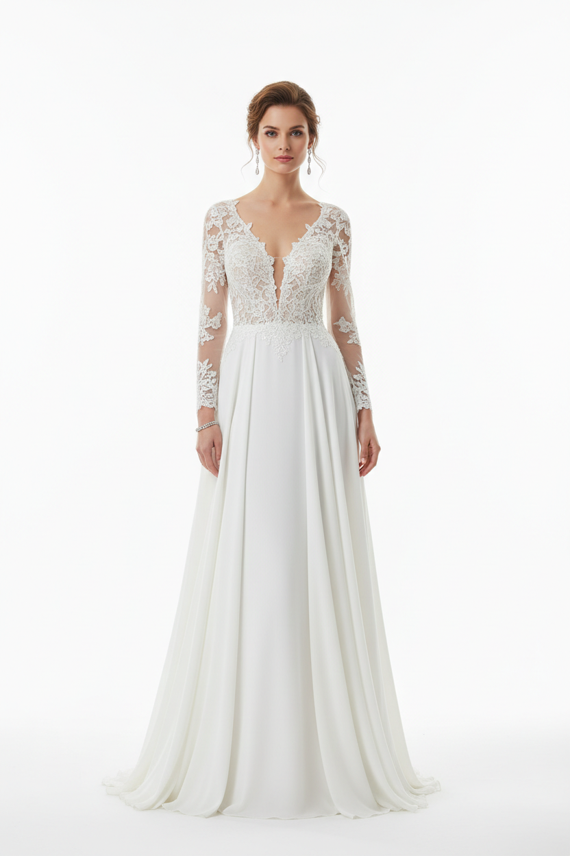 White formal evening dress - front white background