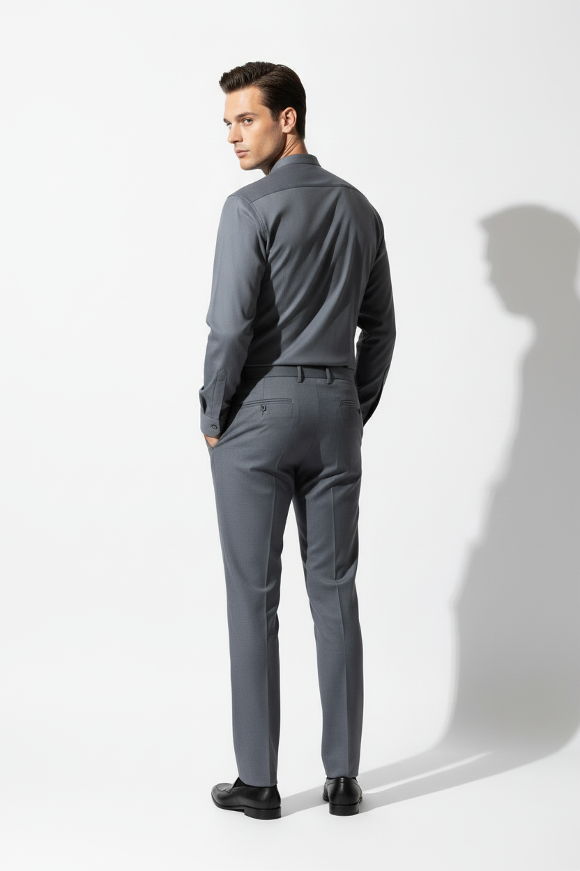 Slate grey full sleeve shirt - studio back