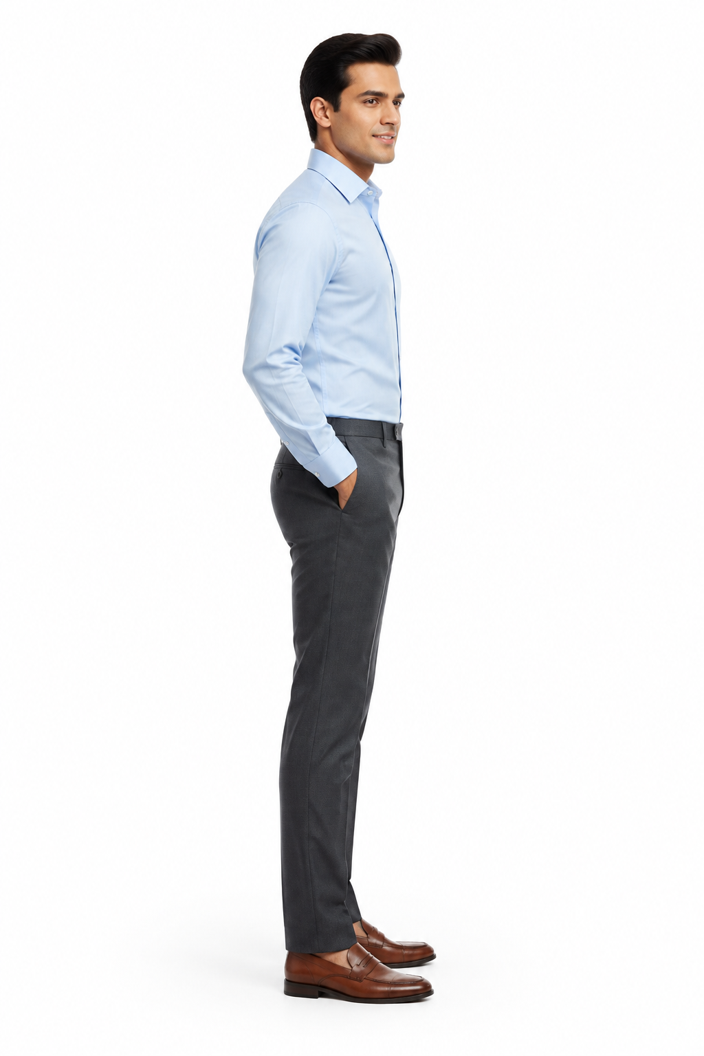 Light Blue Men's Shirt - Side Profile
