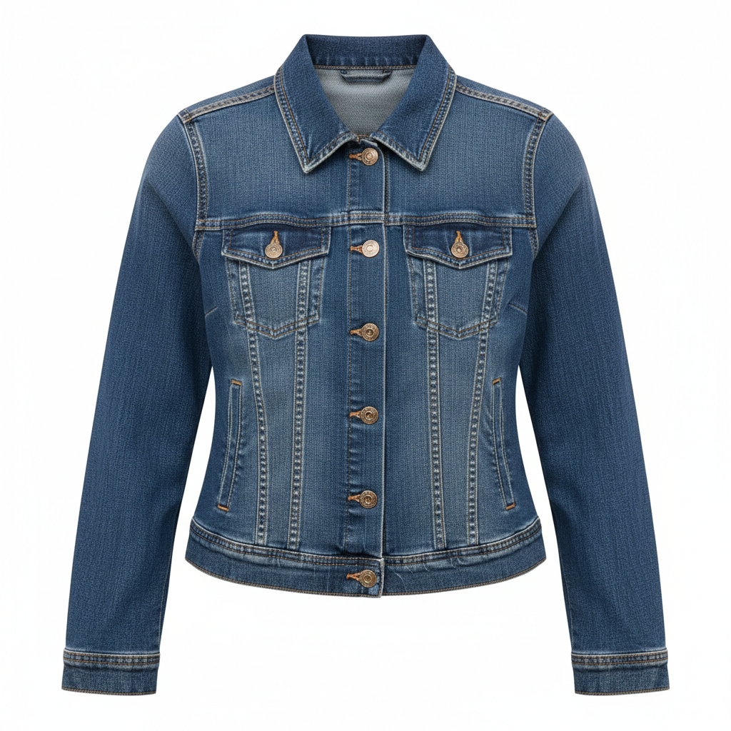 Women's Denim Jacket Denim Blue - Studio Shot