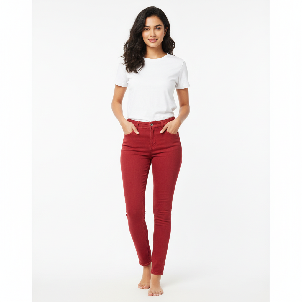 Red Women's Jeans - Front