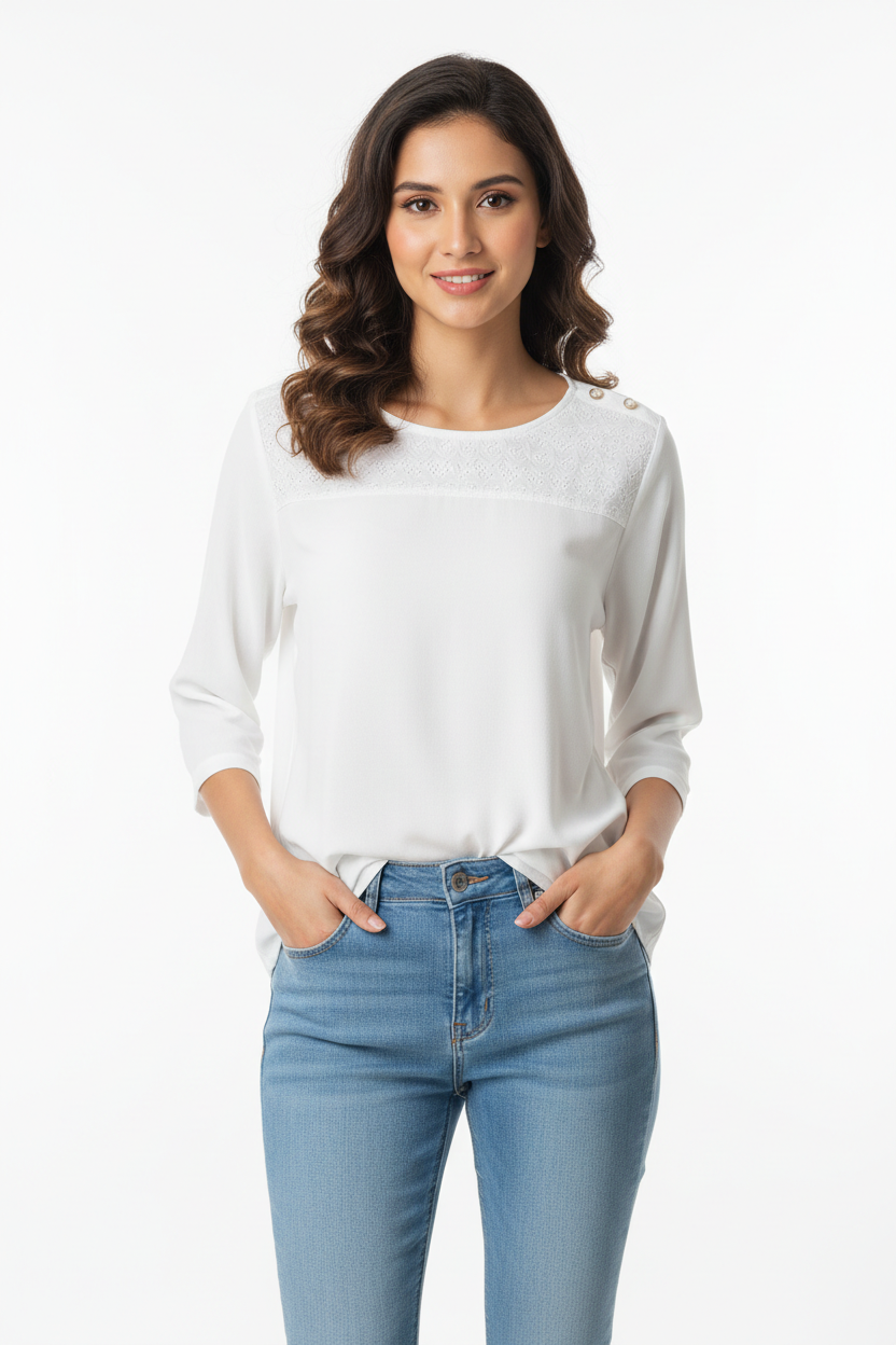 White women's top - front white background