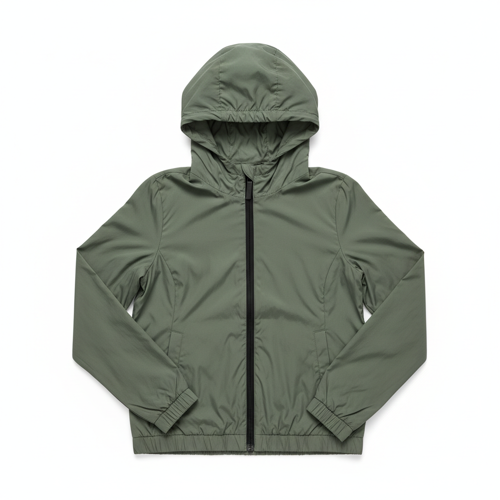 Women's Windbreaker Olive Green - Studio Shot