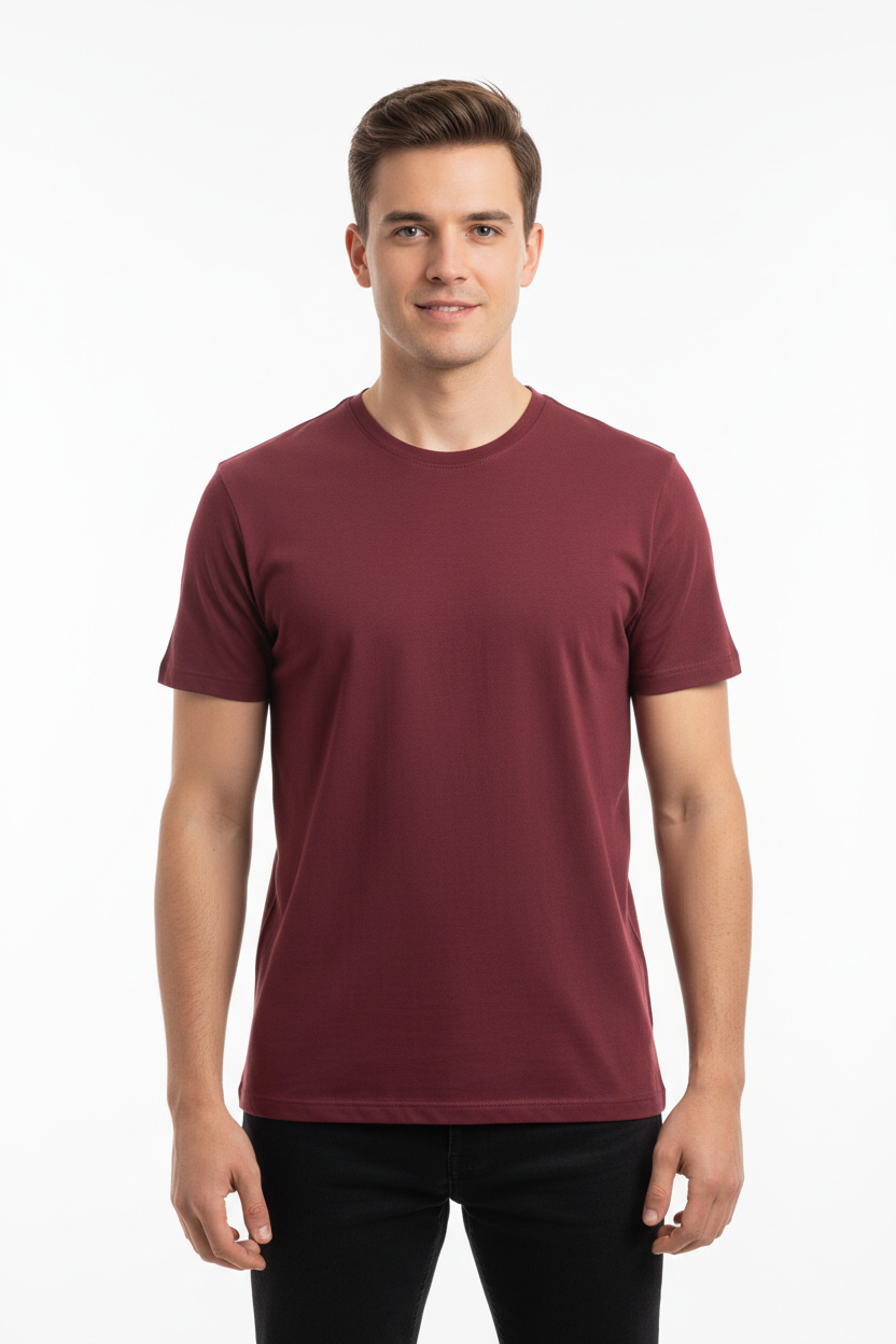 Maroon men's t-shirt - front white background