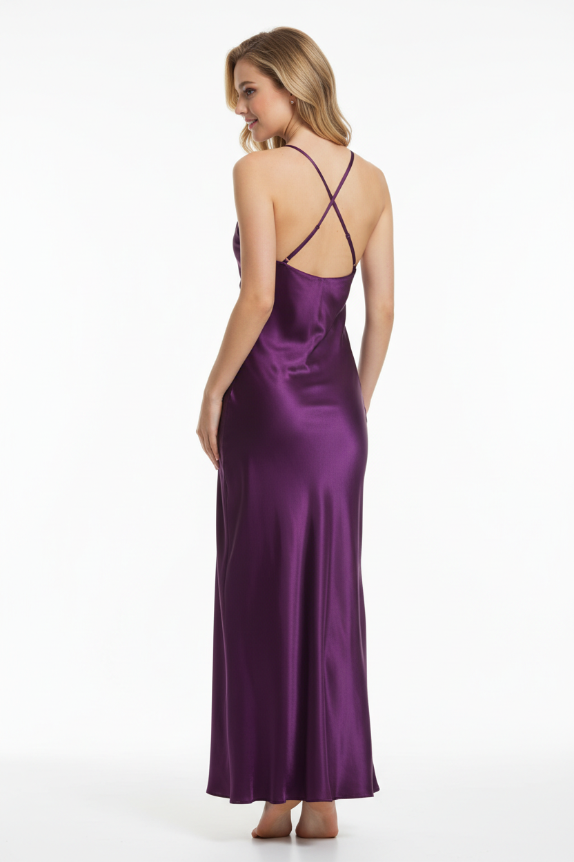 Purple night dress - back white background
