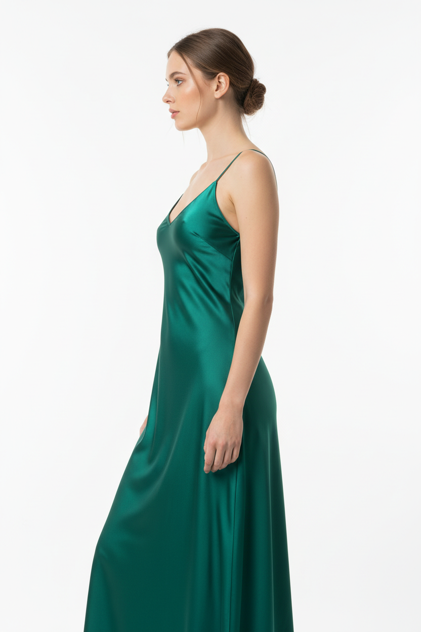 Emerald green night dress - left white background