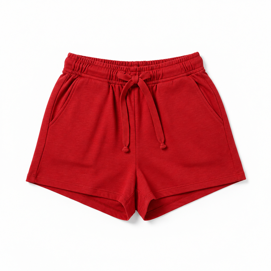 Women's Casual Cotton Shorts Red - Flat lay