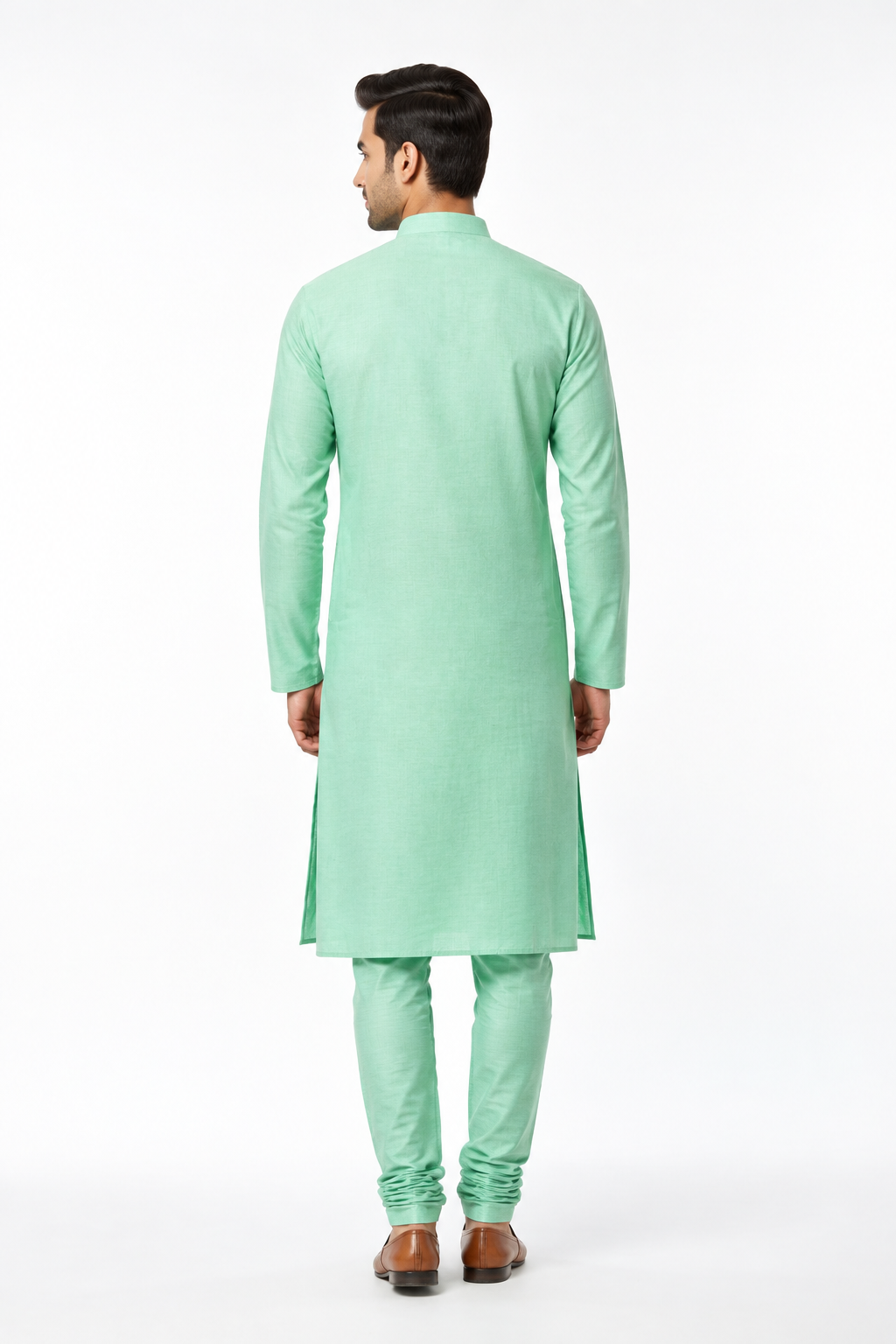 Mint Green Men's Kurta - Back View