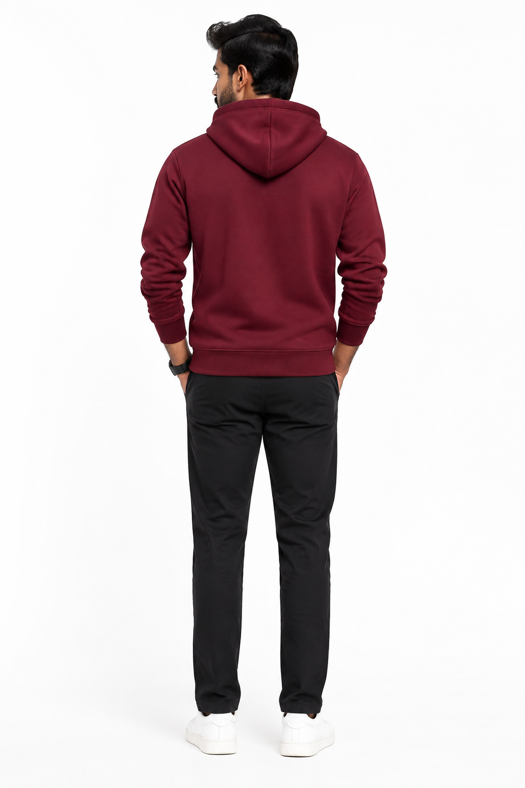 Men's Hoodie Maroon - Back View