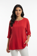 Red women's top - front white background