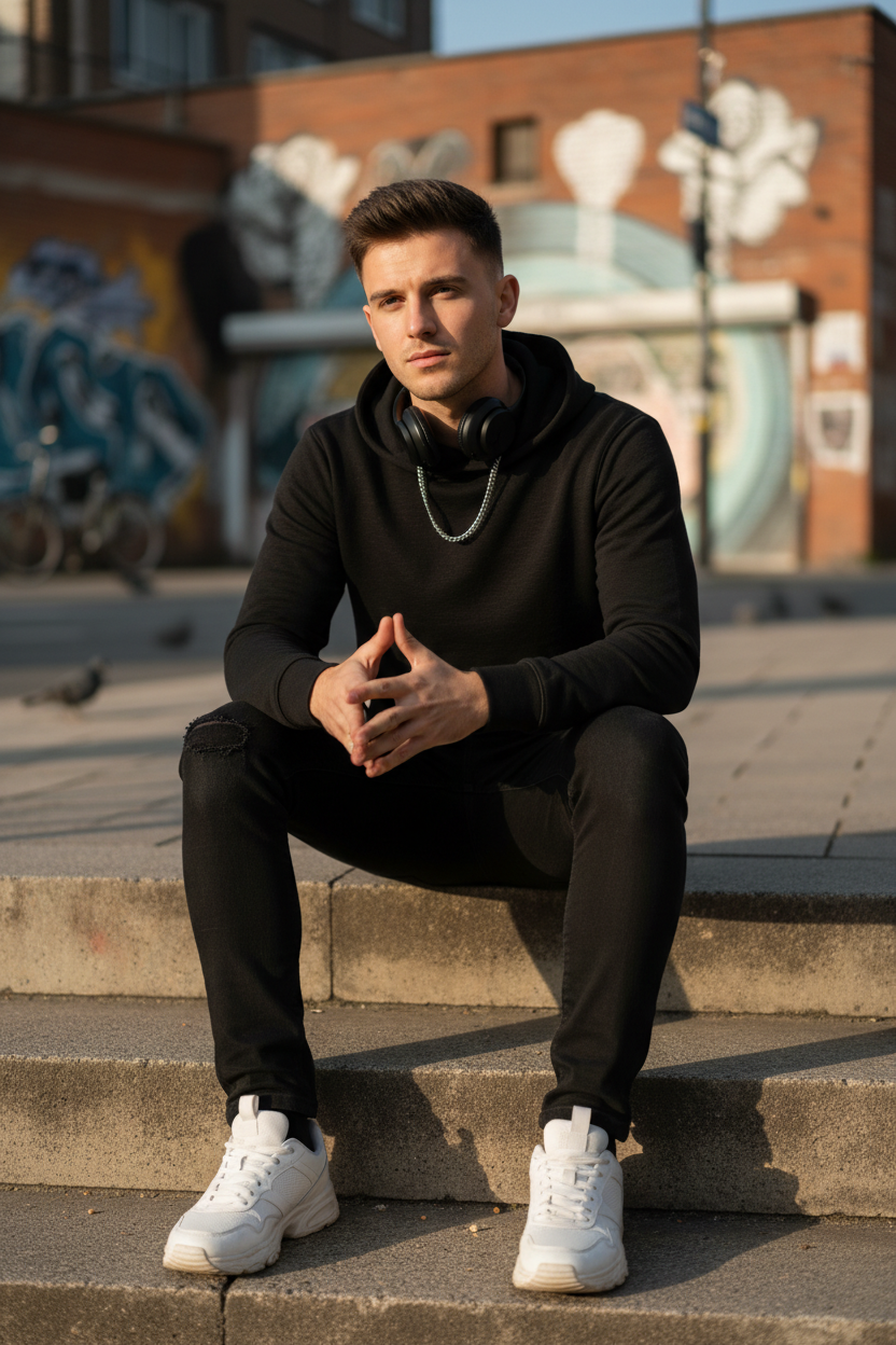 Men's Hoodie Black - Lifestyle 2