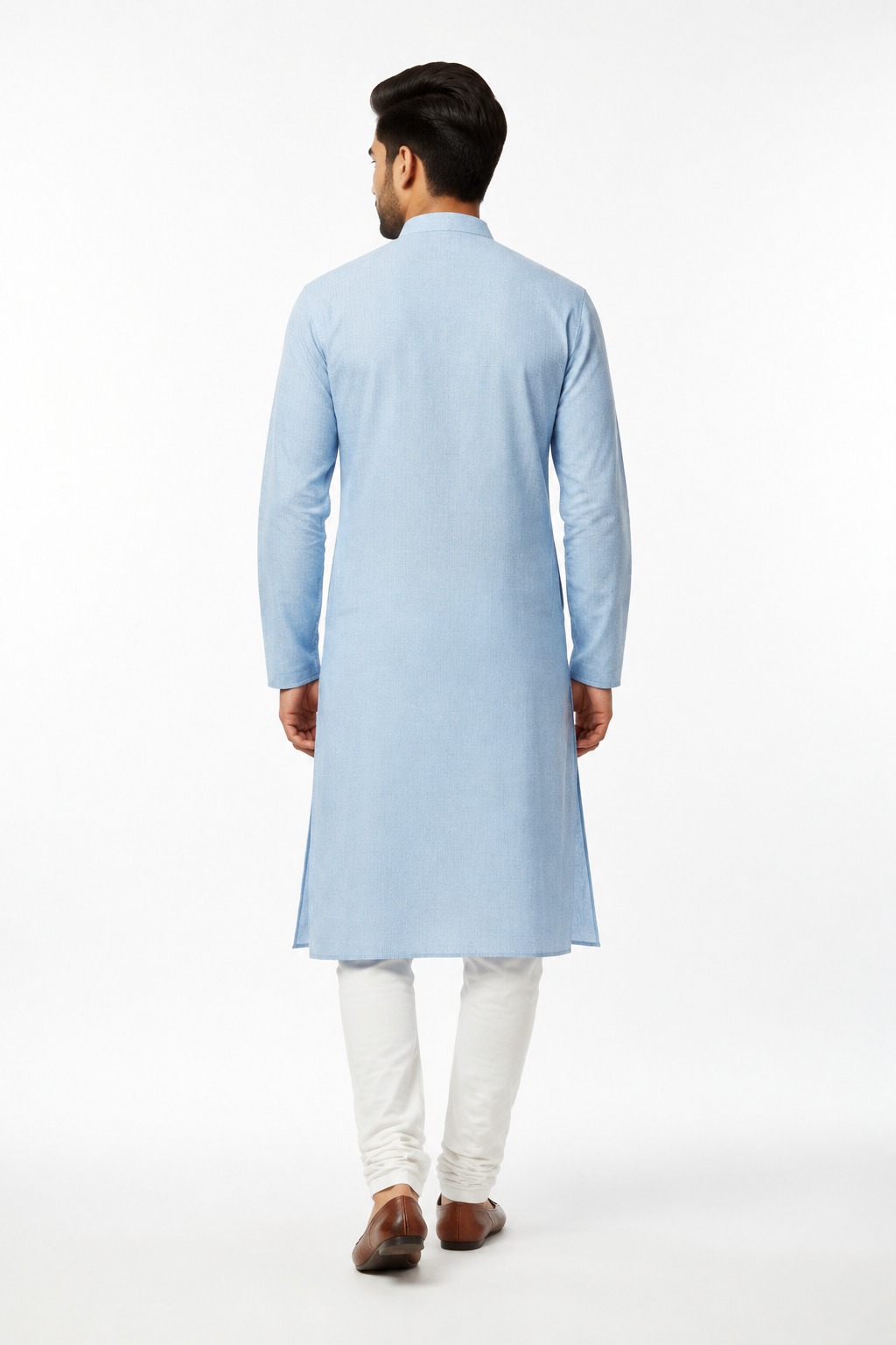 Light Blue Men's Kurta - Back View