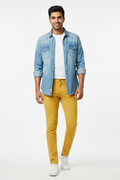 Yellow men's jeans - front white background